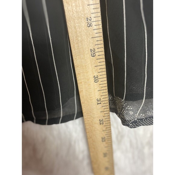 MECCA GOLD Men's Button Down Short Sleeve Shirt XL Striped Floral Lace - Picture 9 of 10